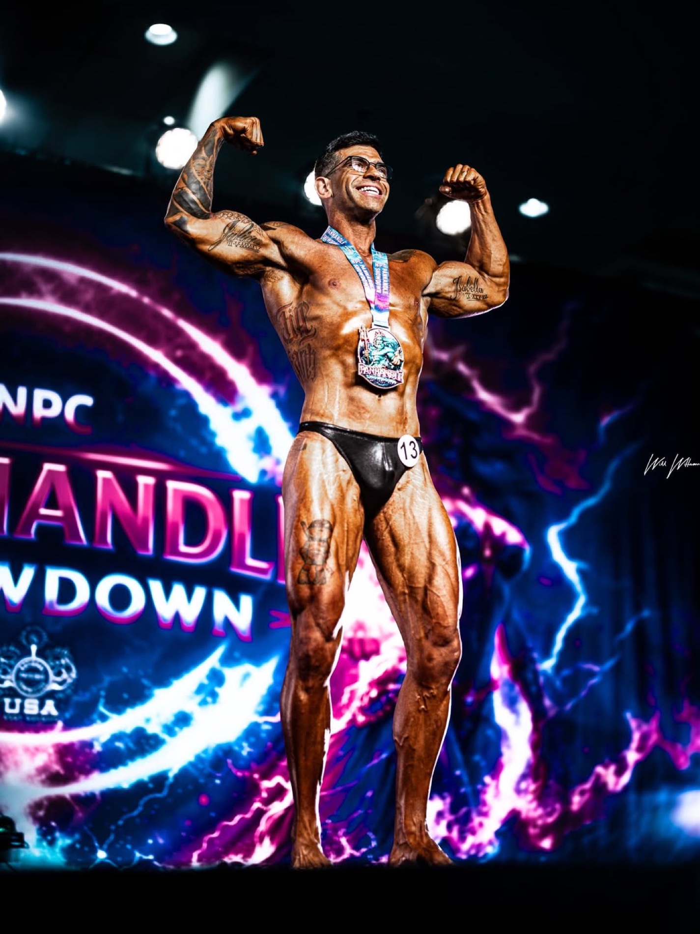 Russell Holland at a bodybuilding finals presentation